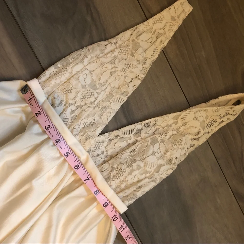 Vintage Alice Maloof Nightgown Plunge V Neck Lace Ivory Saks Fifth Avenue - Picture 9 of 10